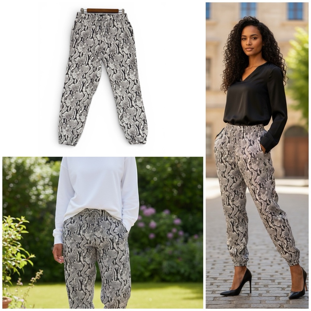 Express  Ankle High Rise Joggers Snakeskin Pants With Pockets Women's Size Small